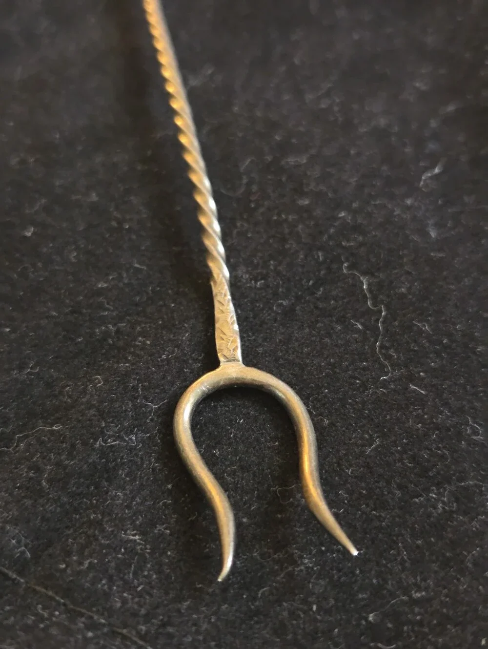 Vintage Handwrought Sterling Small 2-TINE Lobster FORK-Twisted Wire Hallmarked